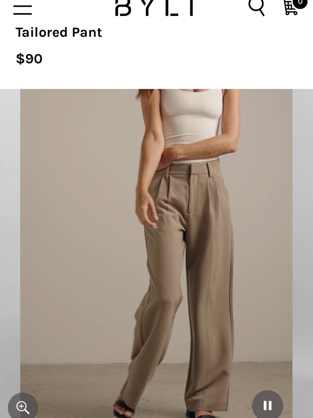 BYLT Basics Wide-Leg Tailored Pants in Taupe, Lengthened